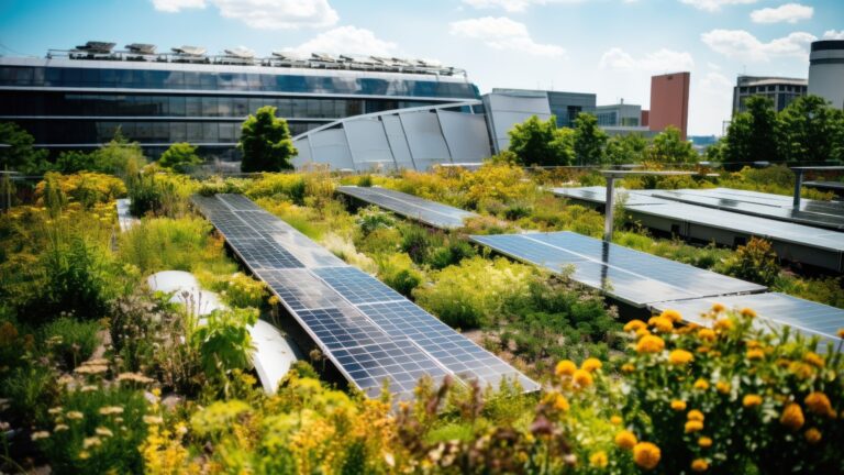 Gründächer mit Solaranlagen.